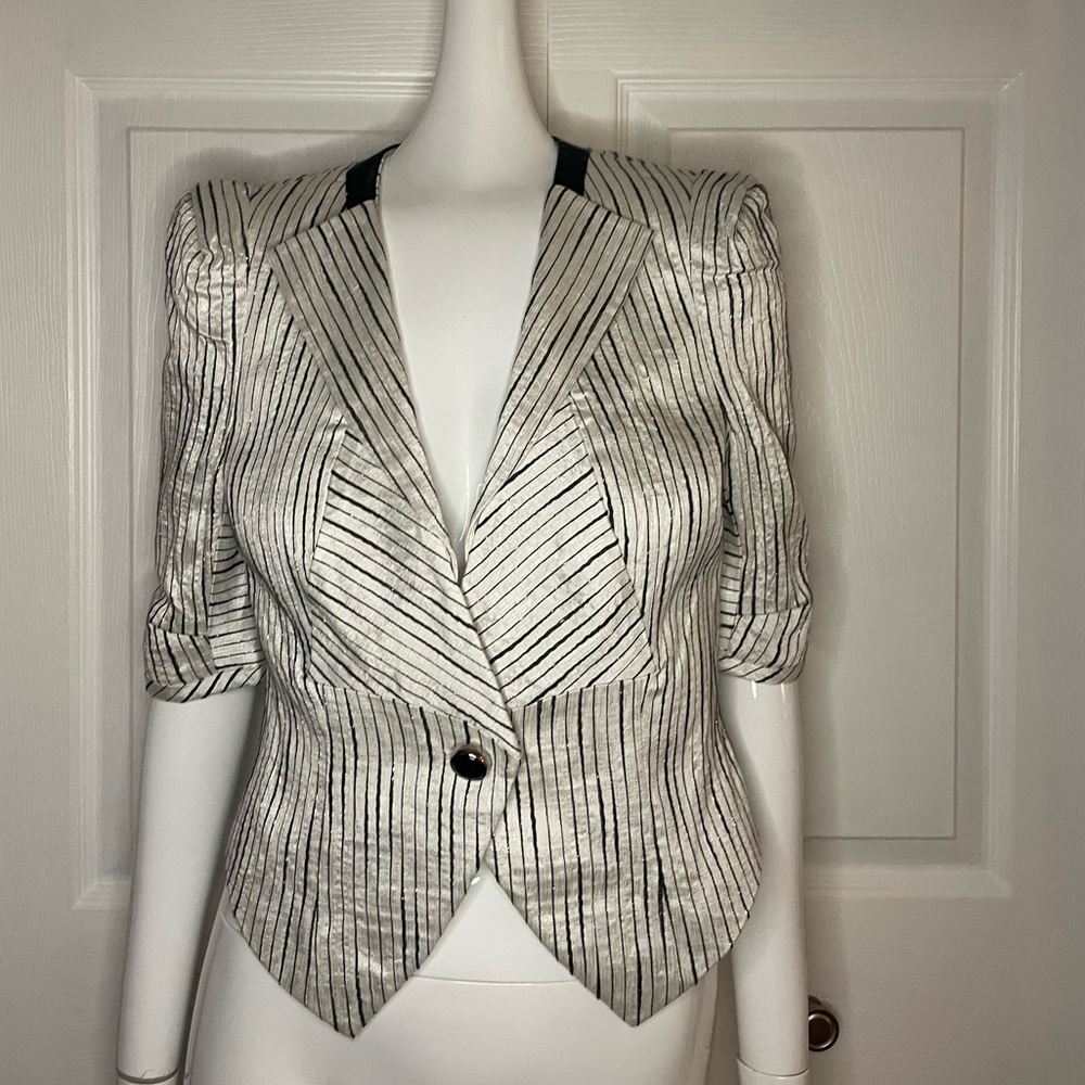 Stella Jamie - Leather trimmed Cropped Jacket - Petite - S